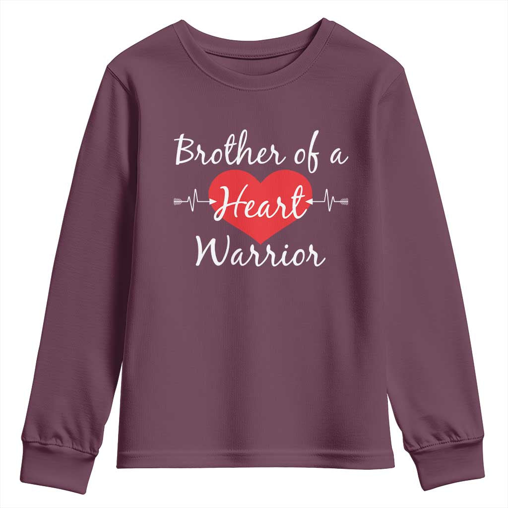 Brother Of A Heart Warrior Youth Sweatshirt CHD Support Heart