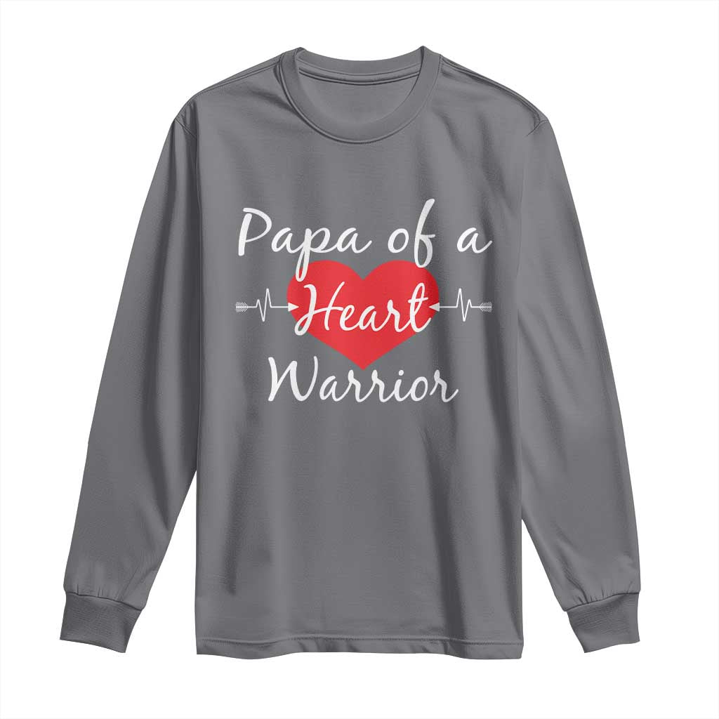 Papa Of A Heart Warrior Long Sleeve Shirt CHD Support Heart