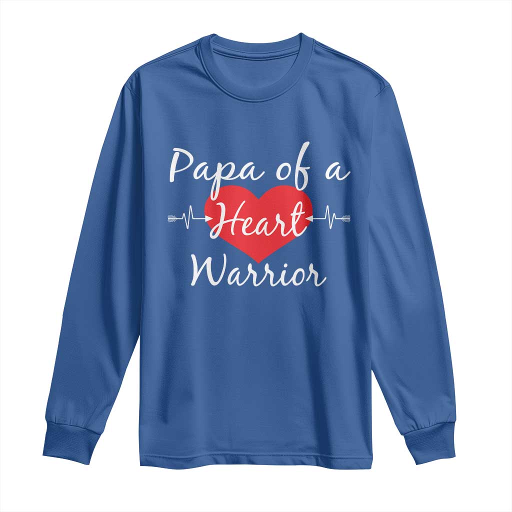 Papa Of A Heart Warrior Long Sleeve Shirt CHD Support Heart