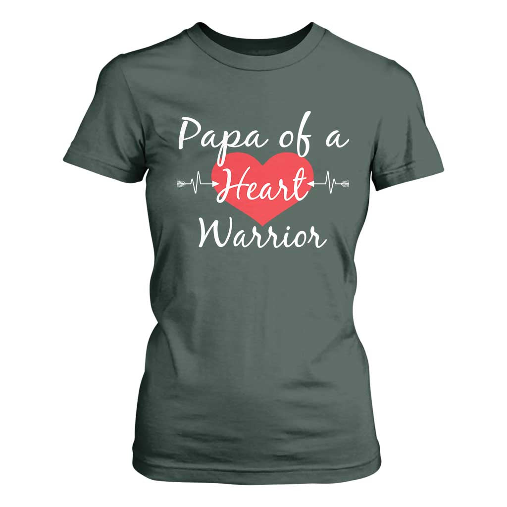 Papa Of A Heart Warrior T Shirt For Women CHD Support Heart