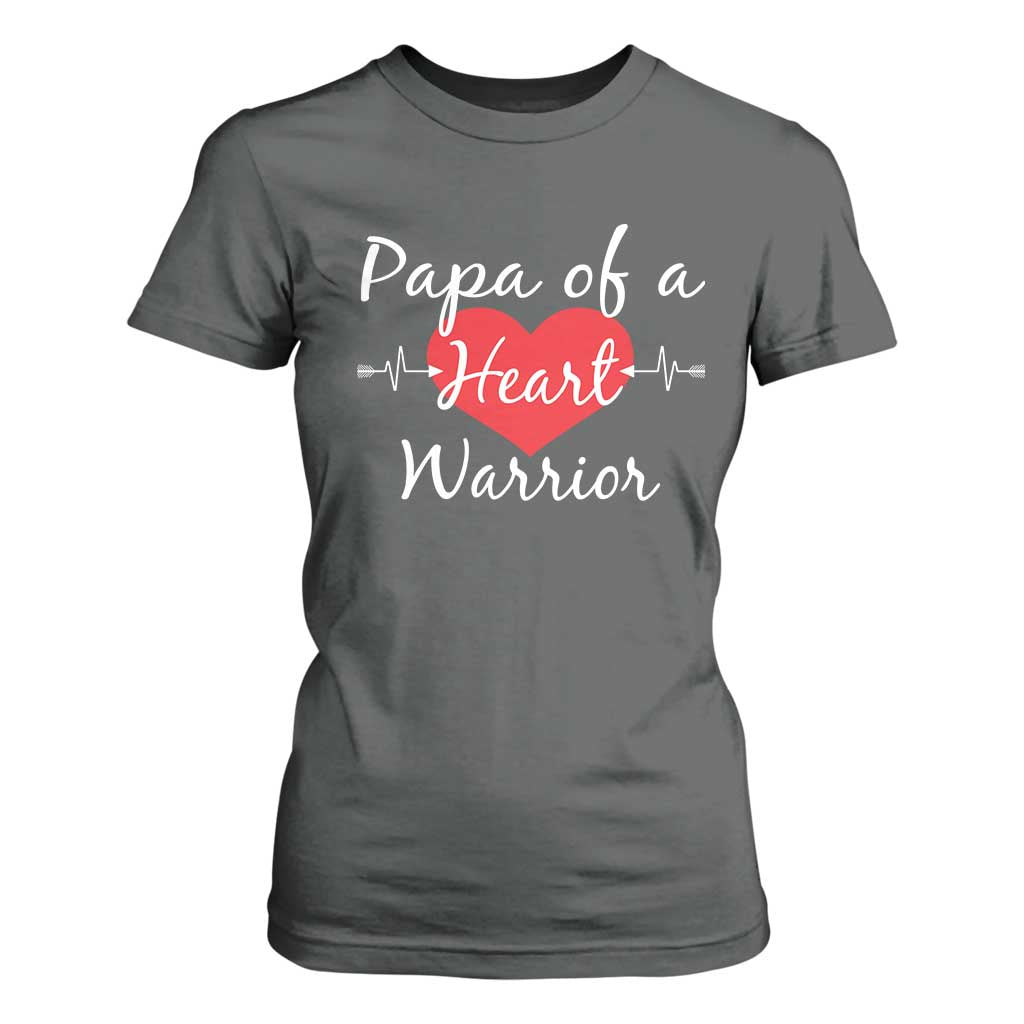 Papa Of A Heart Warrior T Shirt For Women CHD Support Heart