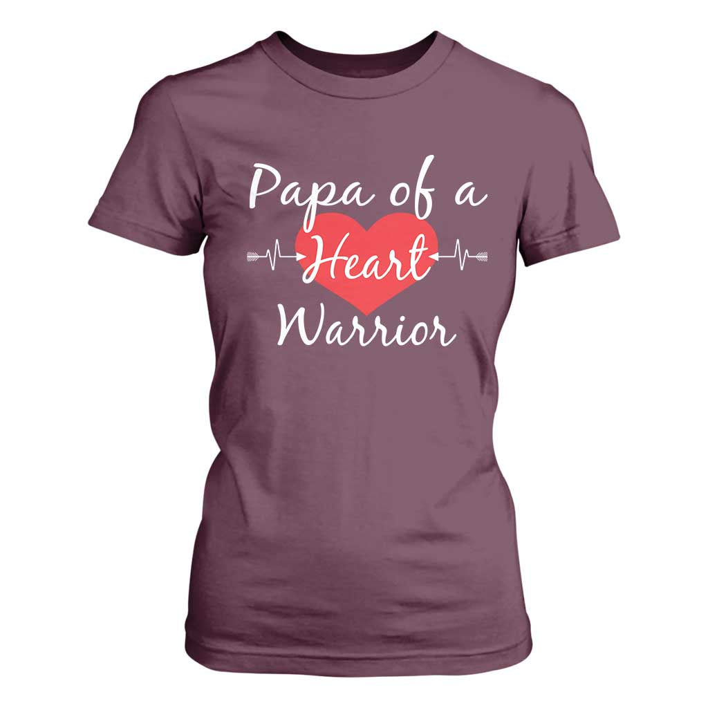 Papa Of A Heart Warrior T Shirt For Women CHD Support Heart