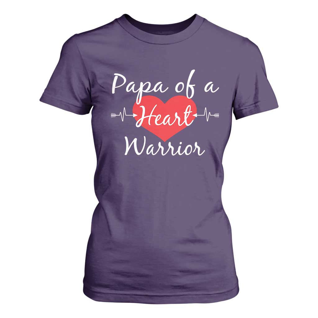 Papa Of A Heart Warrior T Shirt For Women CHD Support Heart