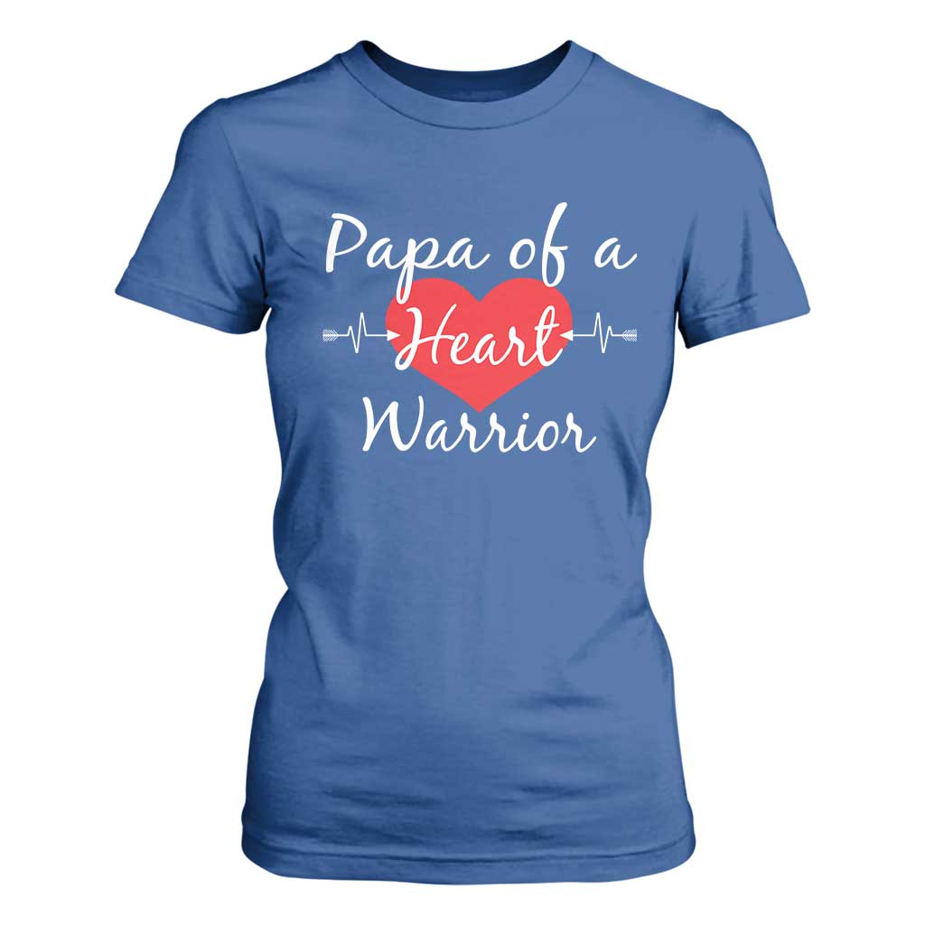 Papa Of A Heart Warrior T Shirt For Women CHD Support Heart