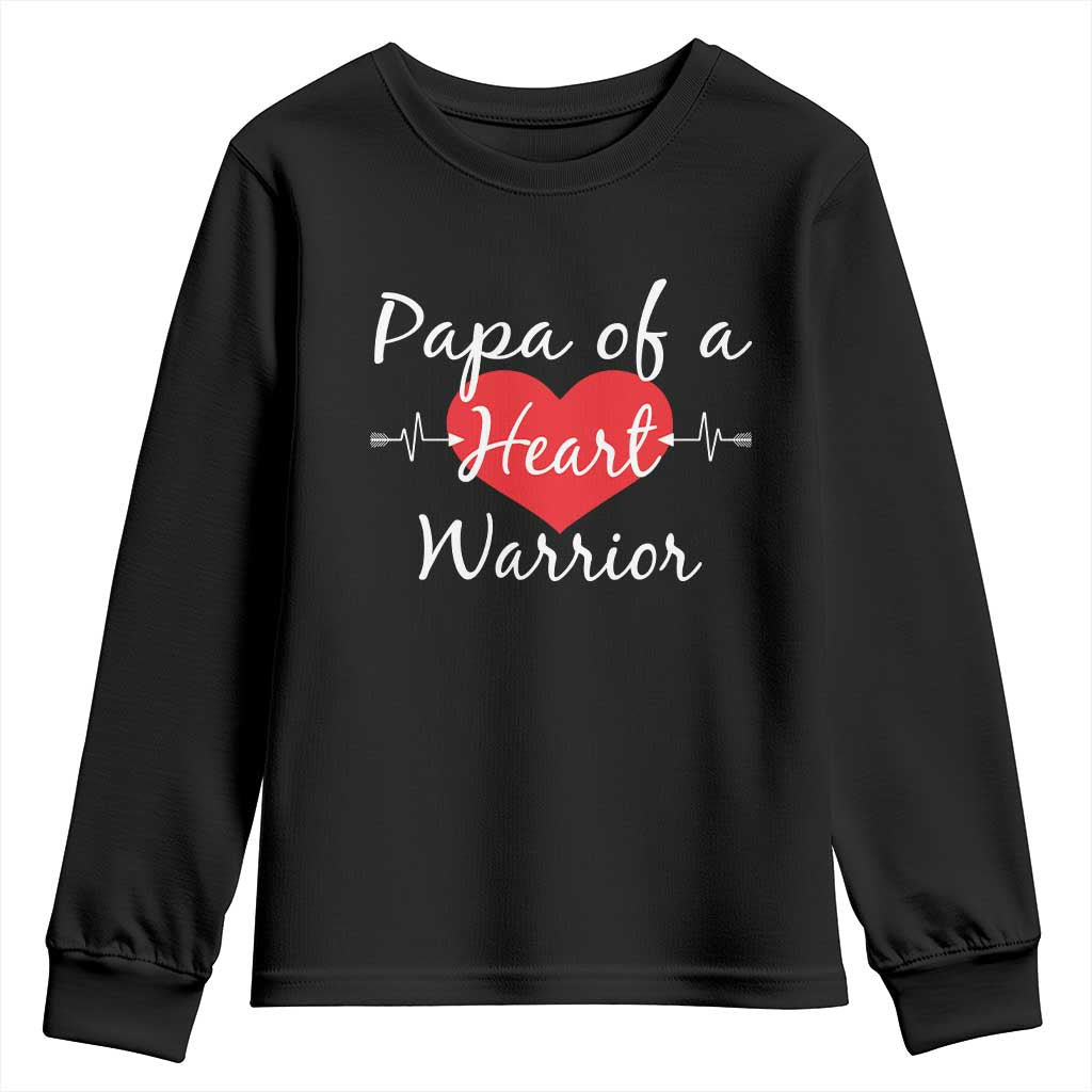 Papa Of A Heart Warrior Youth Sweatshirt CHD Support Heart