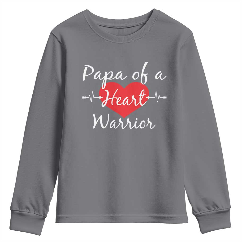 Papa Of A Heart Warrior Youth Sweatshirt CHD Support Heart