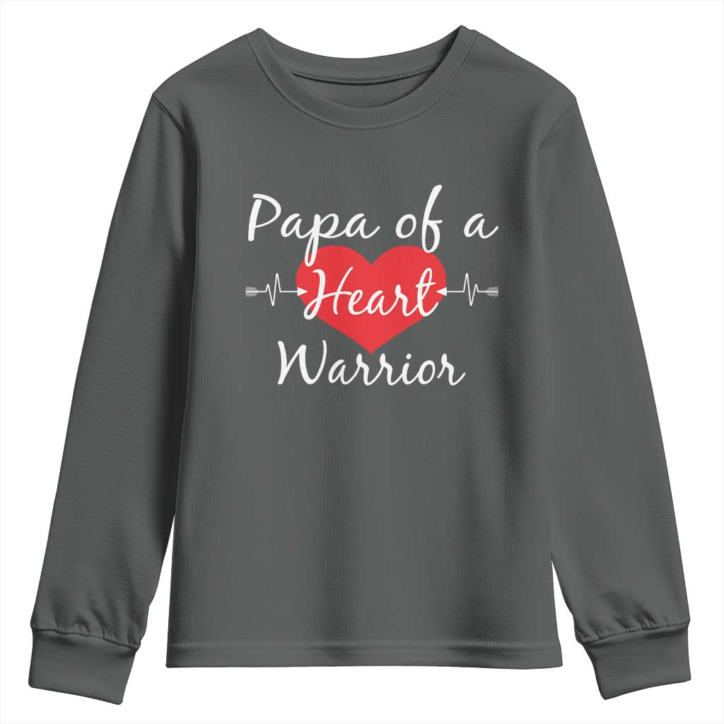 Papa Of A Heart Warrior Youth Sweatshirt CHD Support Heart