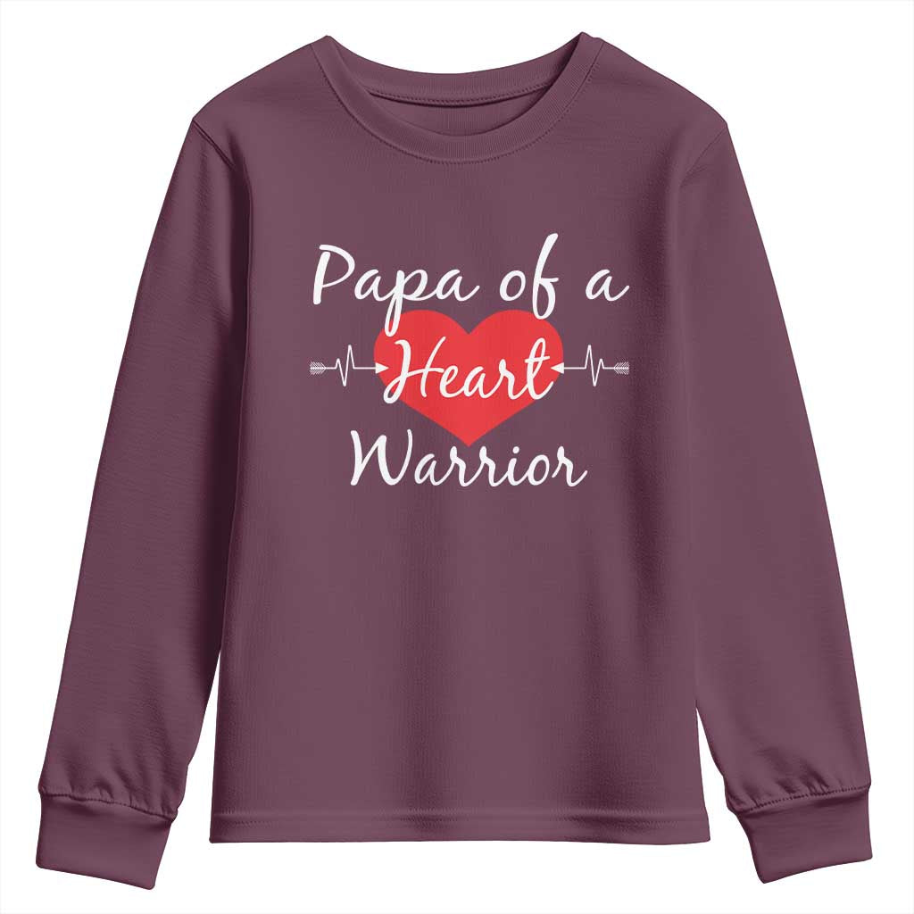 Papa Of A Heart Warrior Youth Sweatshirt CHD Support Heart