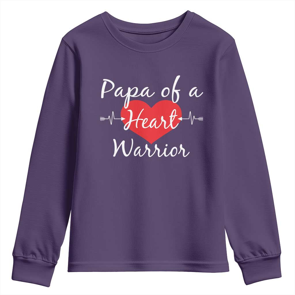 Papa Of A Heart Warrior Youth Sweatshirt CHD Support Heart