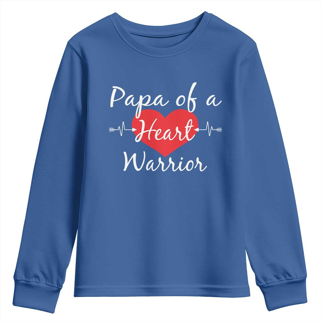 Papa Of A Heart Warrior Youth Sweatshirt CHD Support Heart