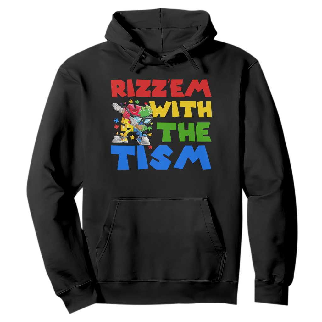 Funny Rizz Em With The Tism Hoodie Autism Support Dabbing Puzzle