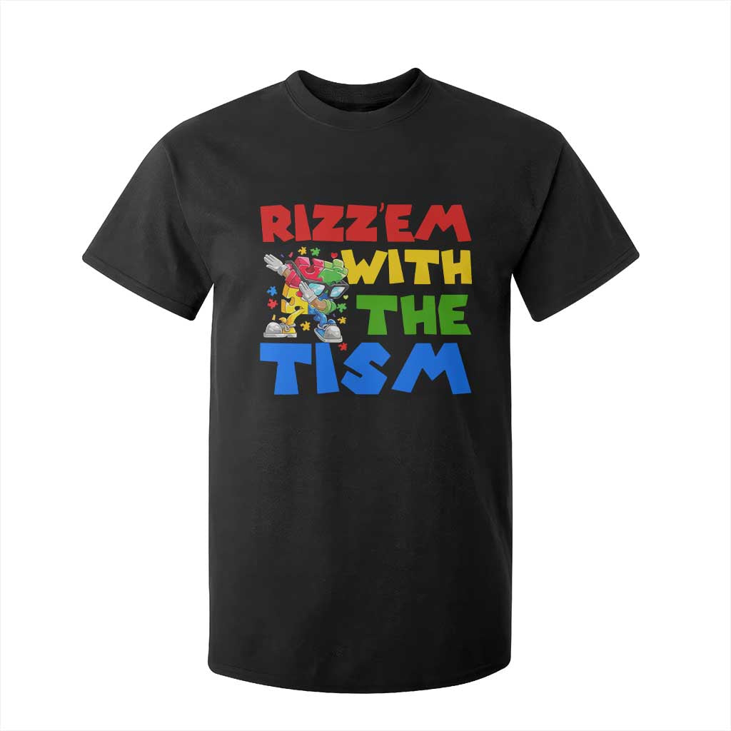 Funny Rizz Em With The Tism T Shirt For Kid Autism Support Dabbing Puzzle