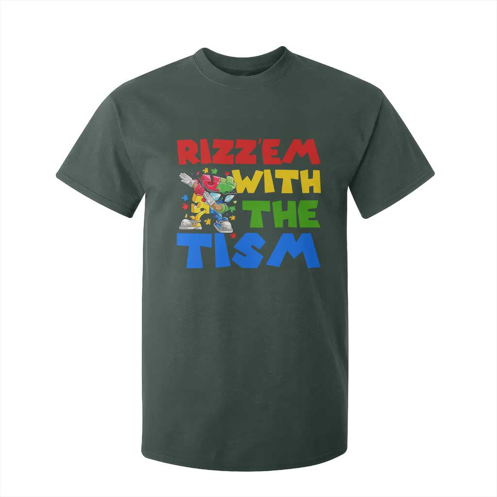 Funny Rizz Em With The Tism T Shirt For Kid Autism Support Dabbing Puzzle