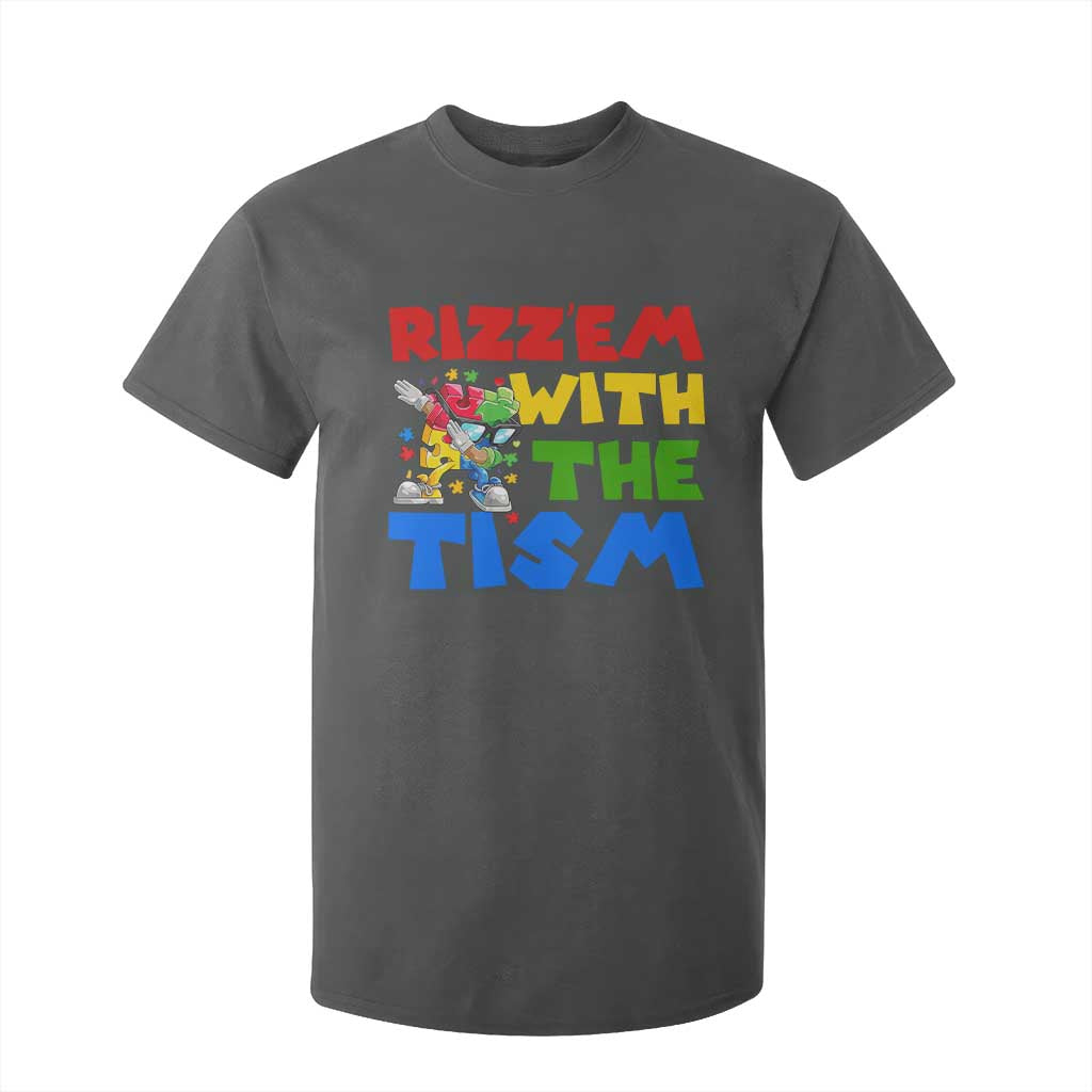 Funny Rizz Em With The Tism T Shirt For Kid Autism Support Dabbing Puzzle
