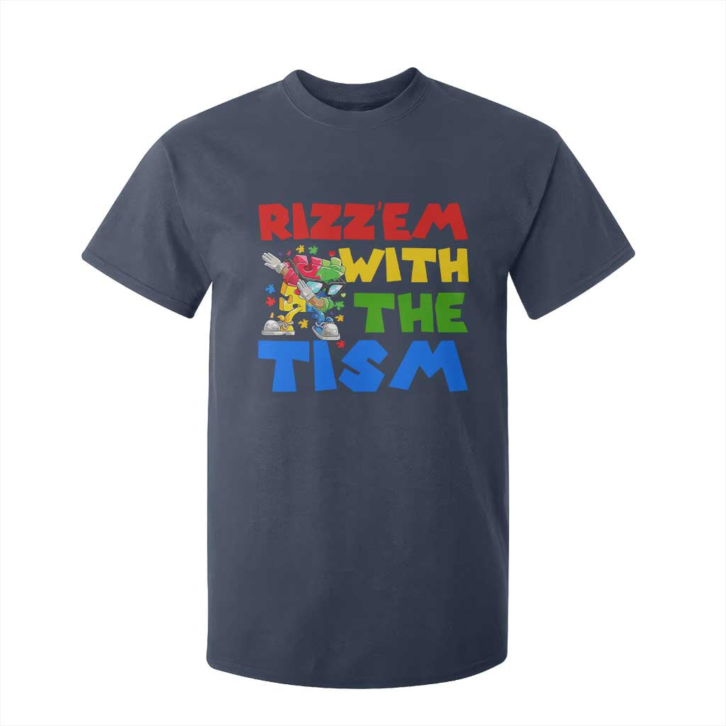 Funny Rizz Em With The Tism T Shirt For Kid Autism Support Dabbing Puzzle