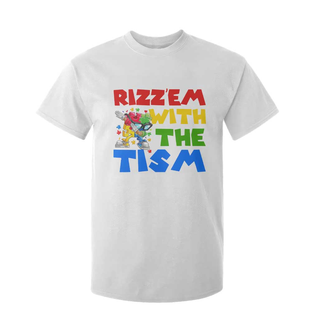 Funny Rizz Em With The Tism T Shirt For Kid Autism Support Dabbing Puzzle