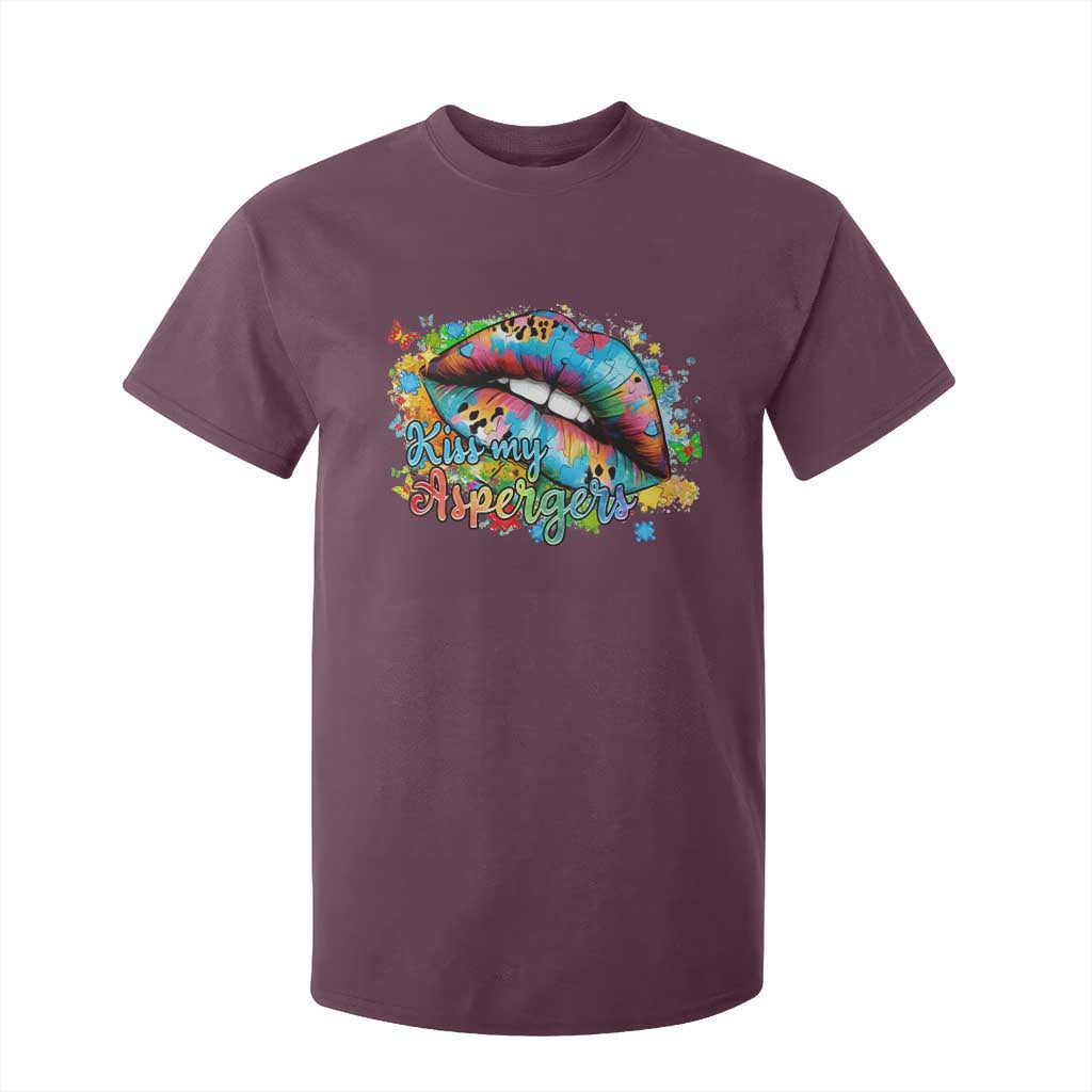Funny Kiss My Aspergers T Shirt For Kid Asperger Syndrome Autism Support