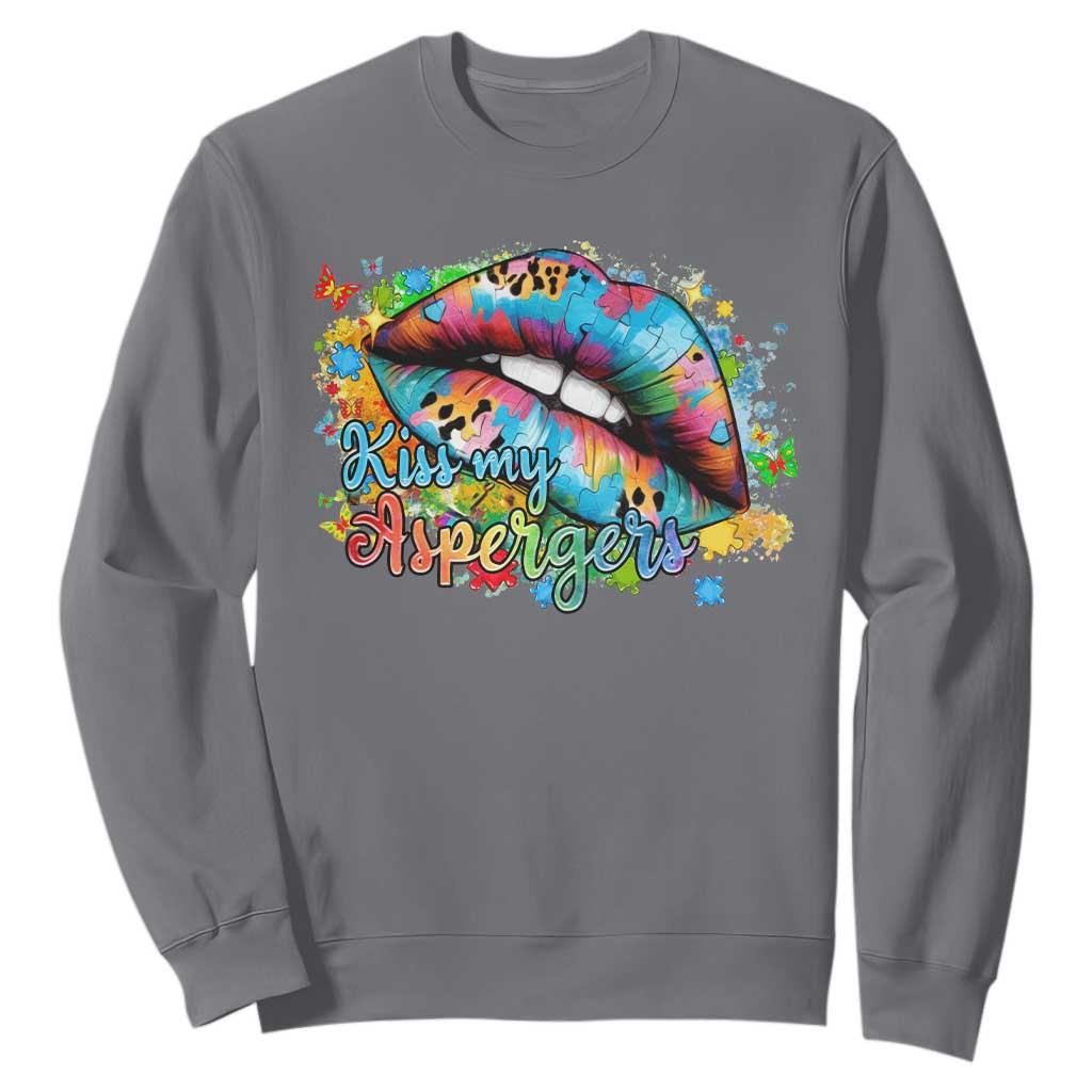 Funny Kiss My Aspergers Sweatshirt Asperger Syndrome Autism Support