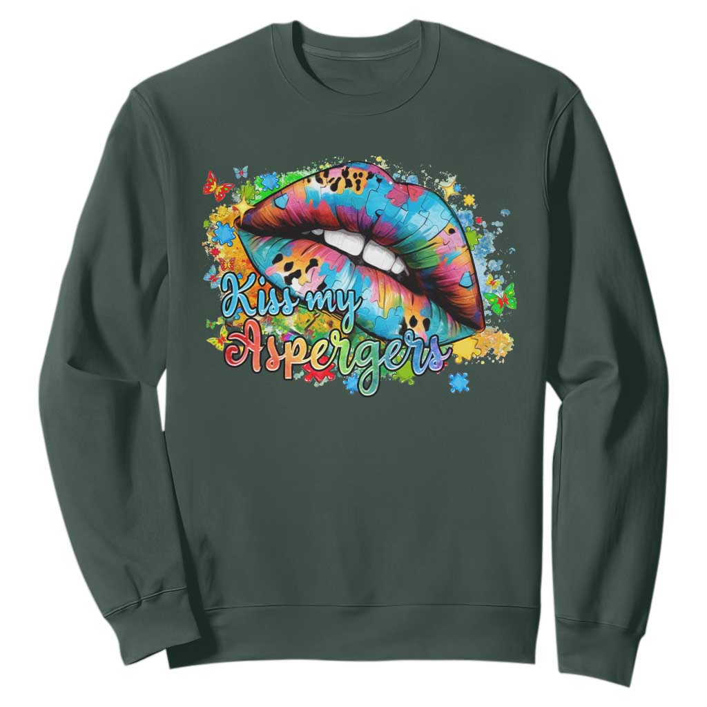 Funny Kiss My Aspergers Sweatshirt Asperger Syndrome Autism Support