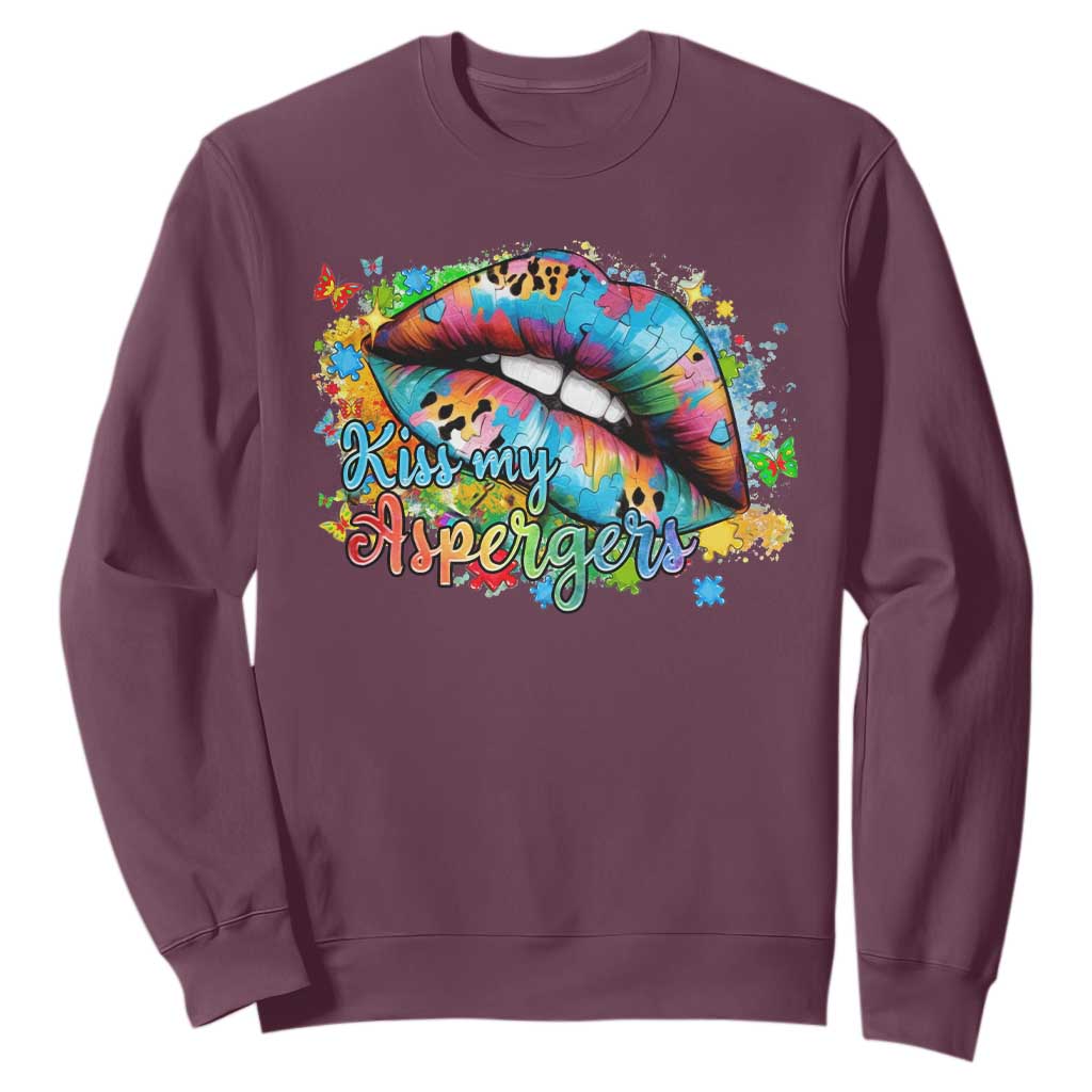 Funny Kiss My Aspergers Sweatshirt Asperger Syndrome Autism Support
