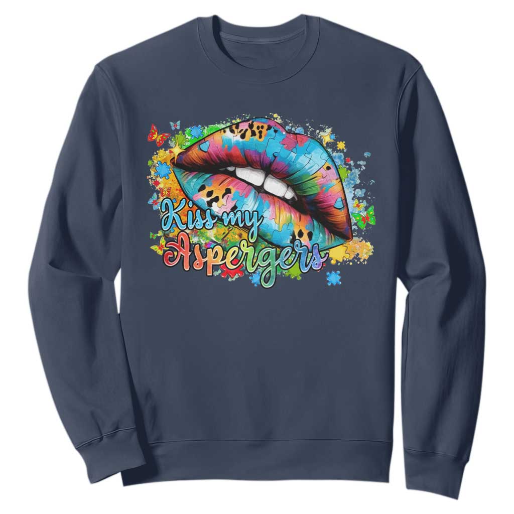 Funny Kiss My Aspergers Sweatshirt Asperger Syndrome Autism Support