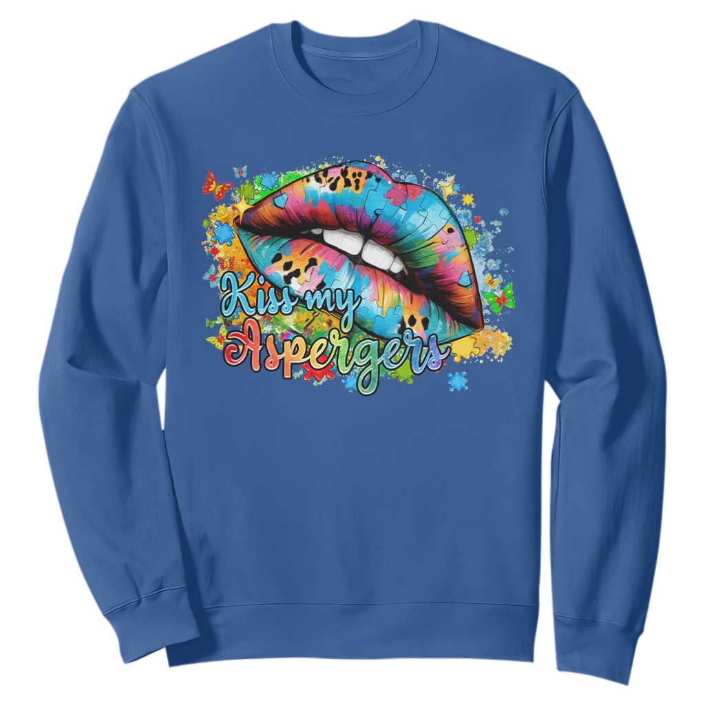 Funny Kiss My Aspergers Sweatshirt Asperger Syndrome Autism Support