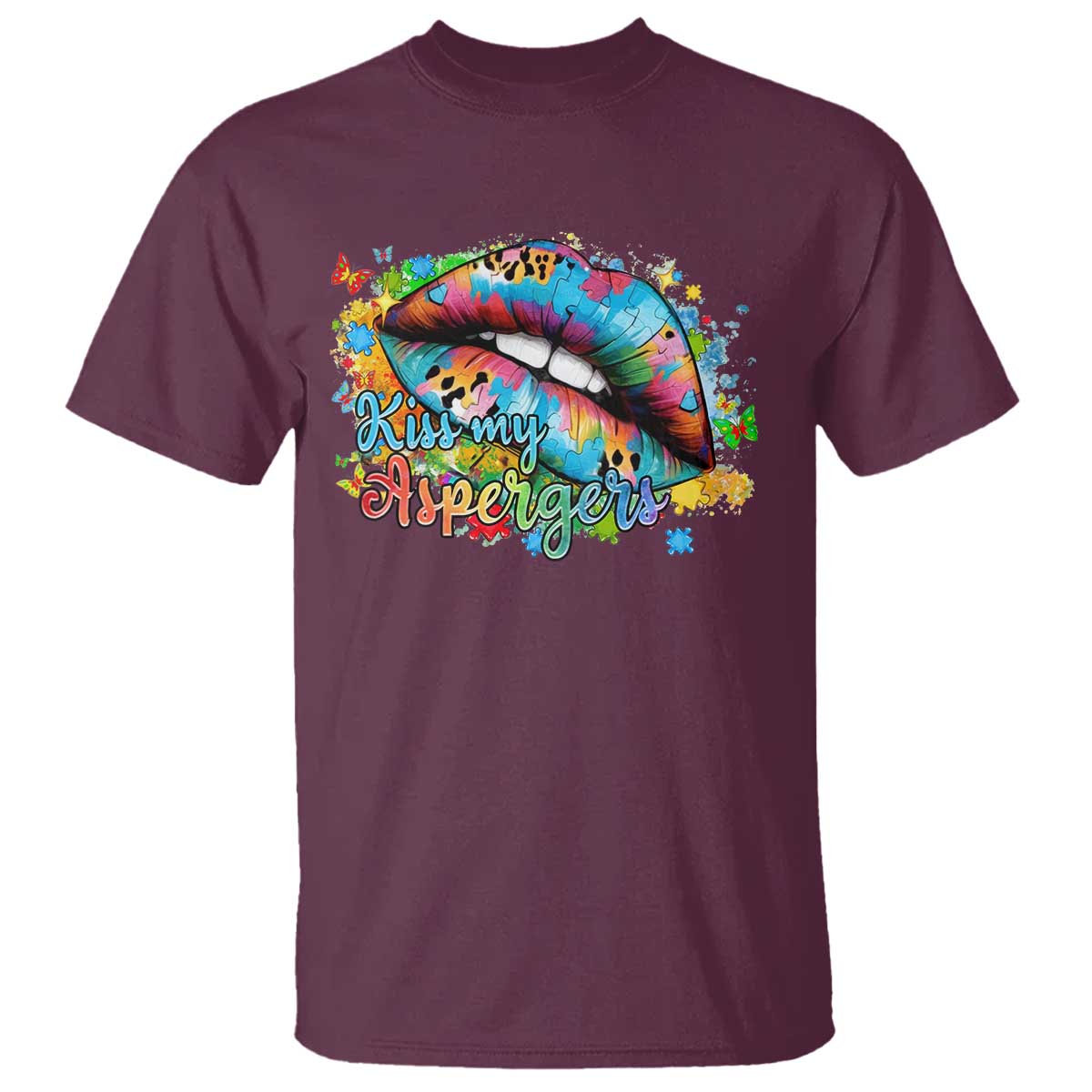 Funny Kiss My Aspergers T Shirt Asperger Syndrome Autism Support