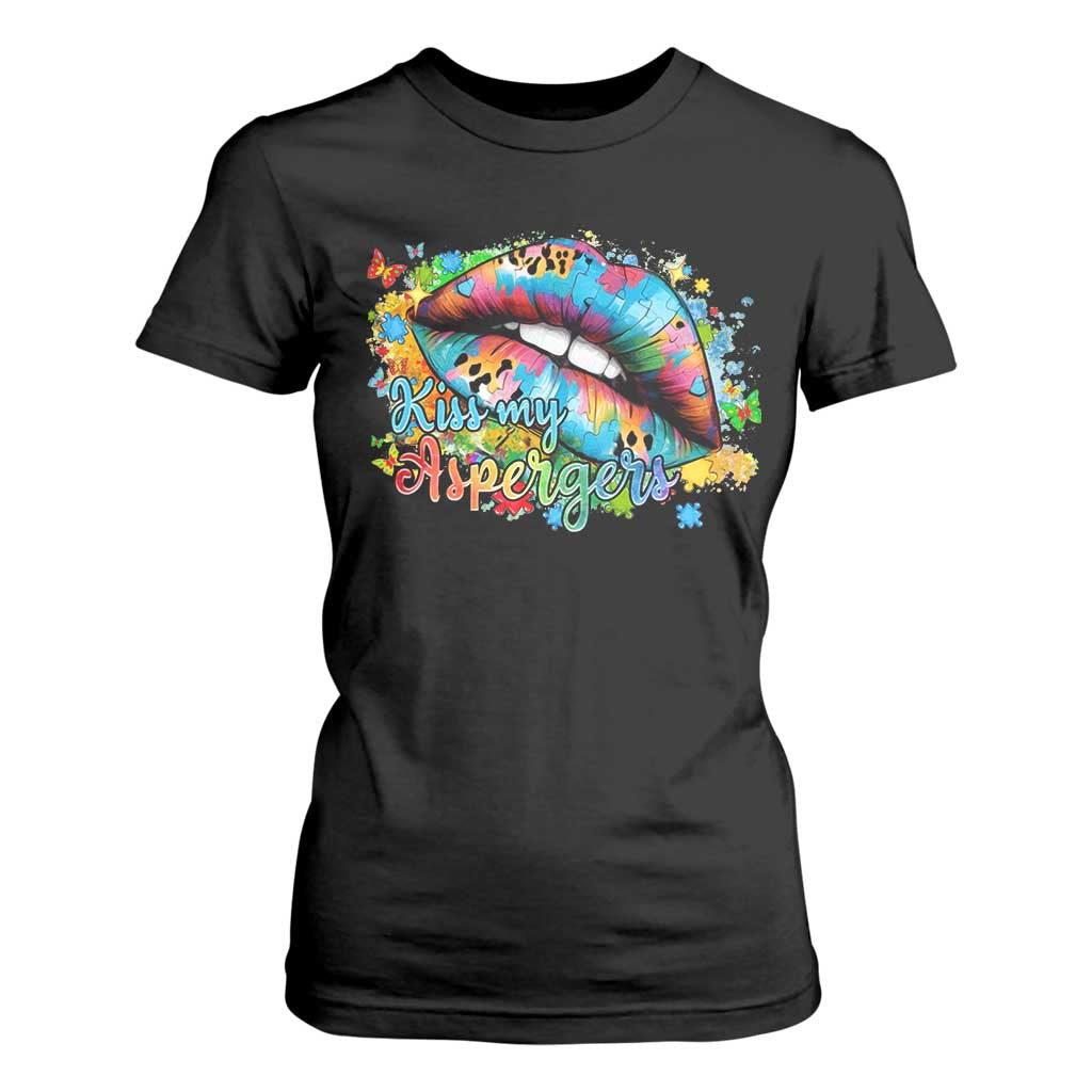 Funny Kiss My Aspergers T Shirt For Women Asperger Syndrome Autism Support