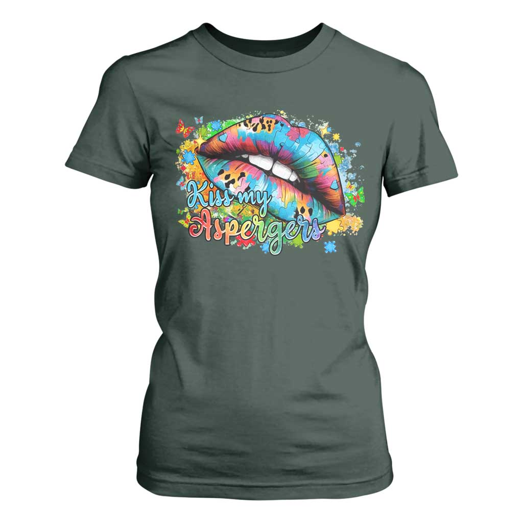 Funny Kiss My Aspergers T Shirt For Women Asperger Syndrome Autism Support