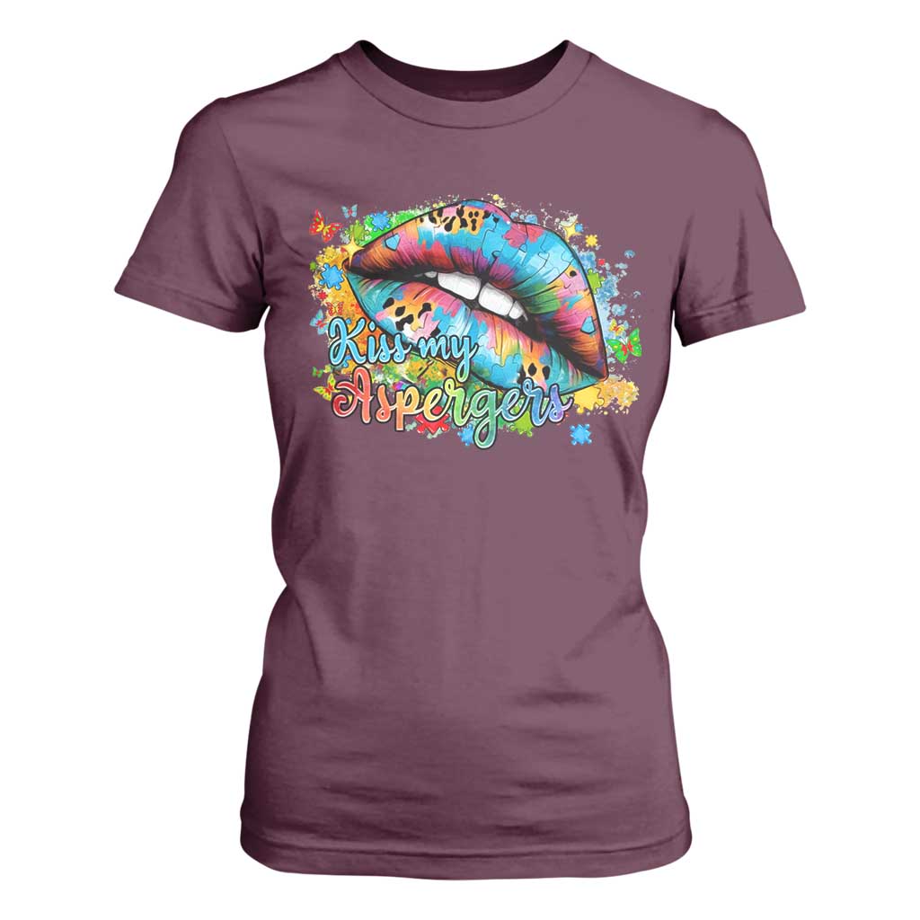 Funny Kiss My Aspergers T Shirt For Women Asperger Syndrome Autism Support