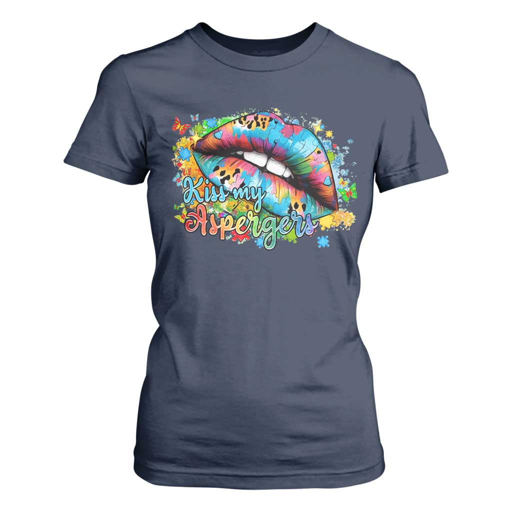 Funny Kiss My Aspergers T Shirt For Women Asperger Syndrome Autism Support