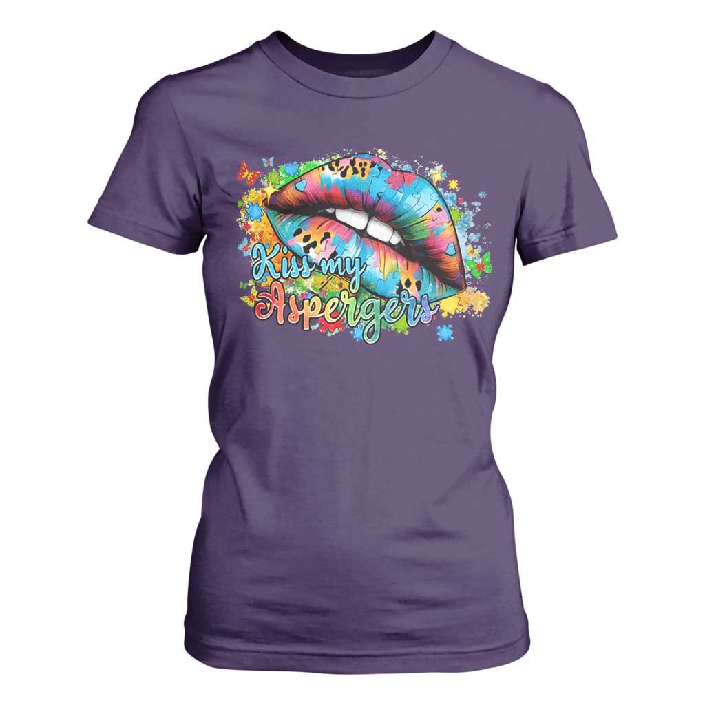 Funny Kiss My Aspergers T Shirt For Women Asperger Syndrome Autism Support