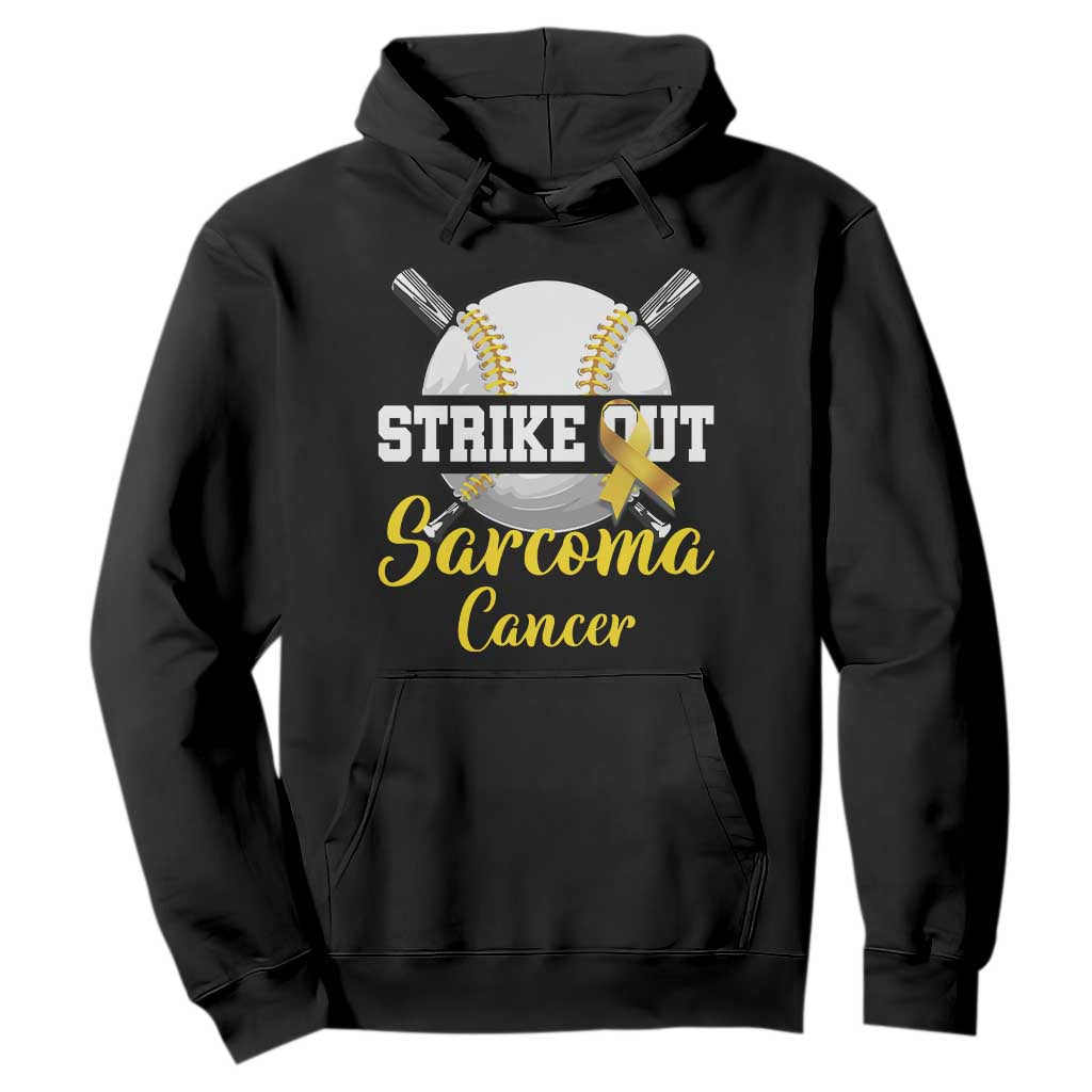 Strike Out Sarcoma Cancer Hoodie Baseball Fight Support Yellow Ribbon