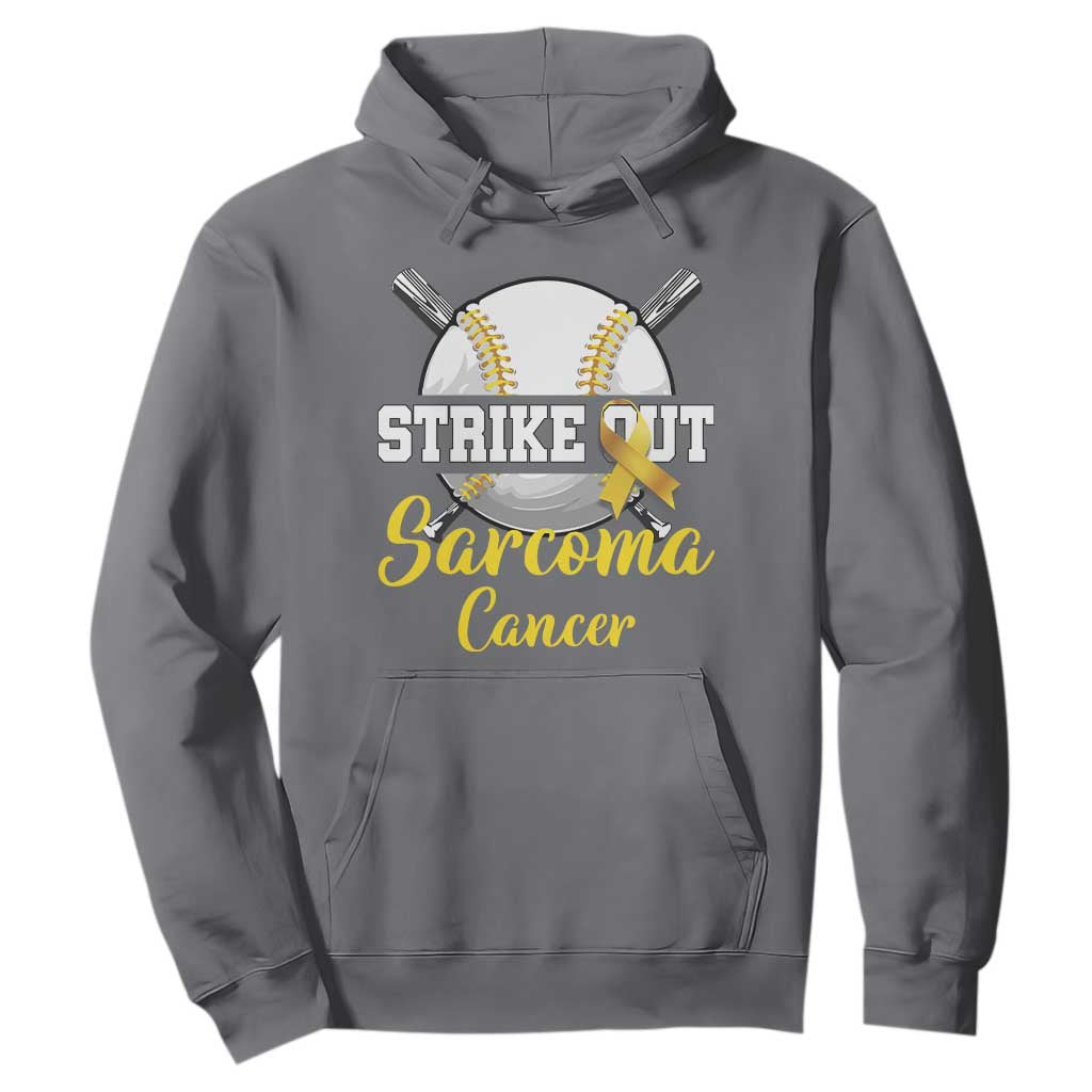 Strike Out Sarcoma Cancer Hoodie Baseball Fight Support Yellow Ribbon