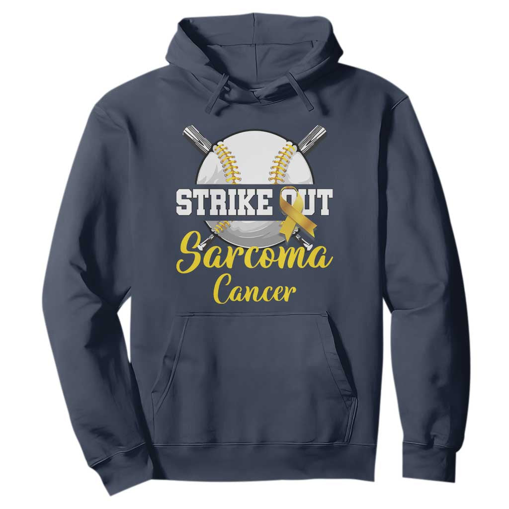 Strike Out Sarcoma Cancer Hoodie Baseball Fight Support Yellow Ribbon