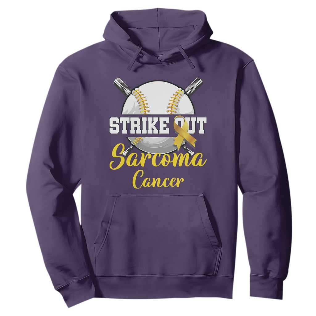 Strike Out Sarcoma Cancer Hoodie Baseball Fight Support Yellow Ribbon