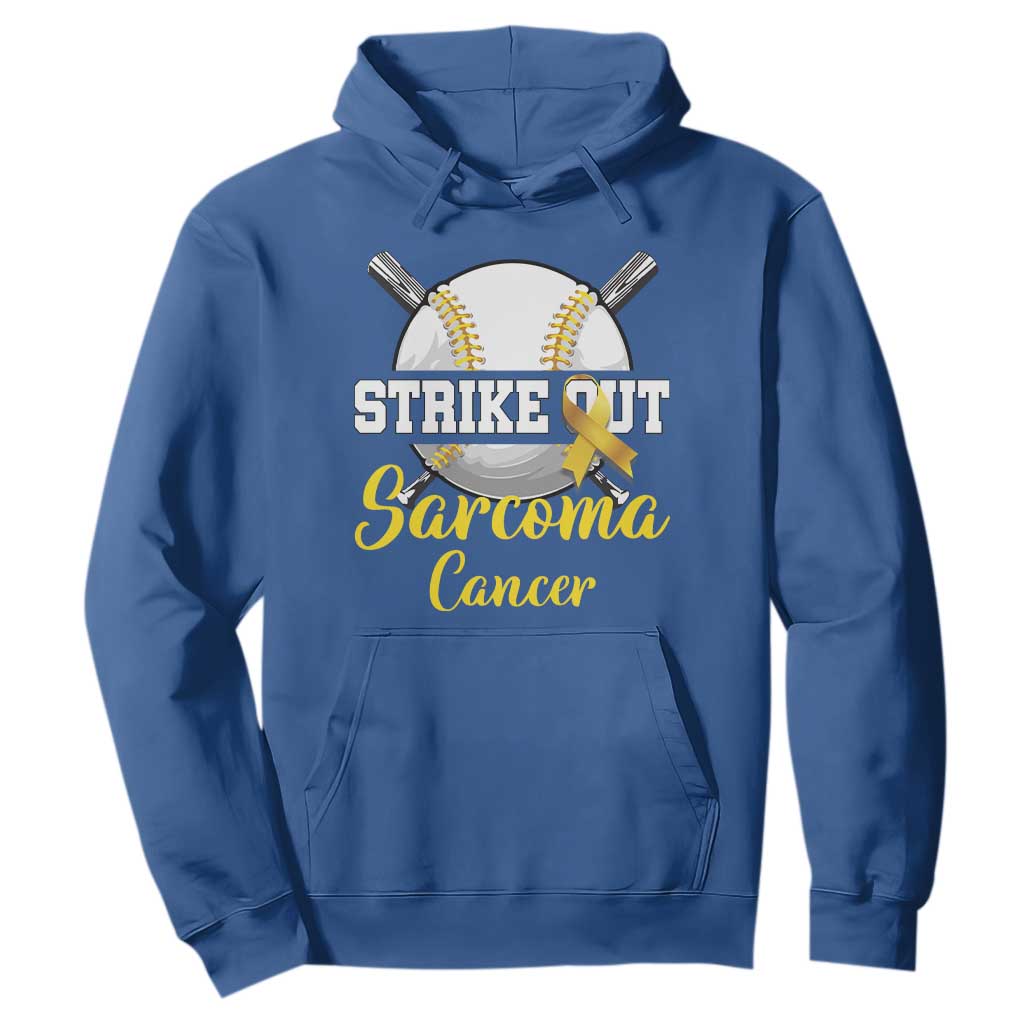 Strike Out Sarcoma Cancer Hoodie Baseball Fight Support Yellow Ribbon