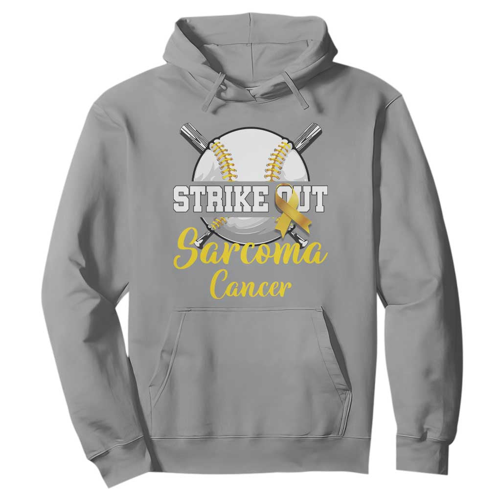 Strike Out Sarcoma Cancer Hoodie Baseball Fight Support Yellow Ribbon