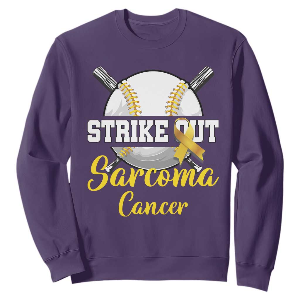 Strike Out Sarcoma Cancer Sweatshirt Baseball Fight Support Yellow Ribbon