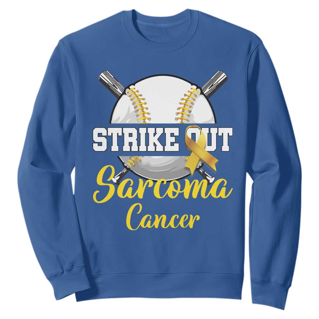 Strike Out Sarcoma Cancer Sweatshirt Baseball Fight Support Yellow Ribbon