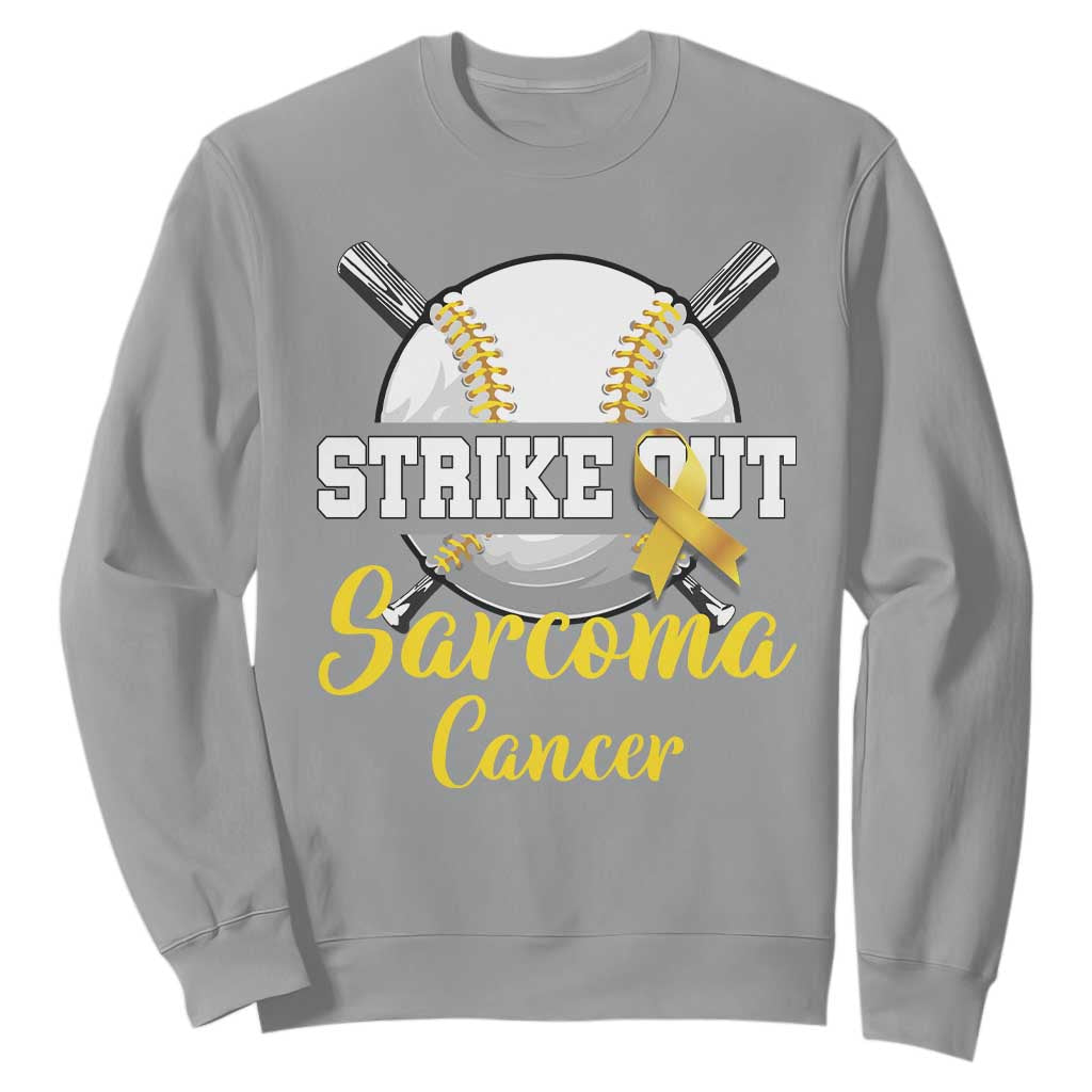 Strike Out Sarcoma Cancer Sweatshirt Baseball Fight Support Yellow Ribbon