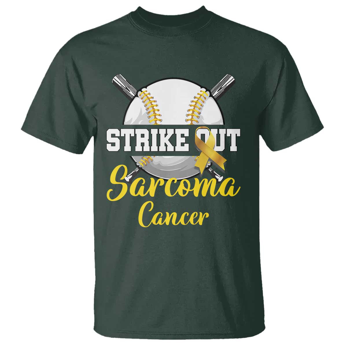 Strike Out Sarcoma Cancer T Shirt Baseball Fight Support Yellow Ribbon