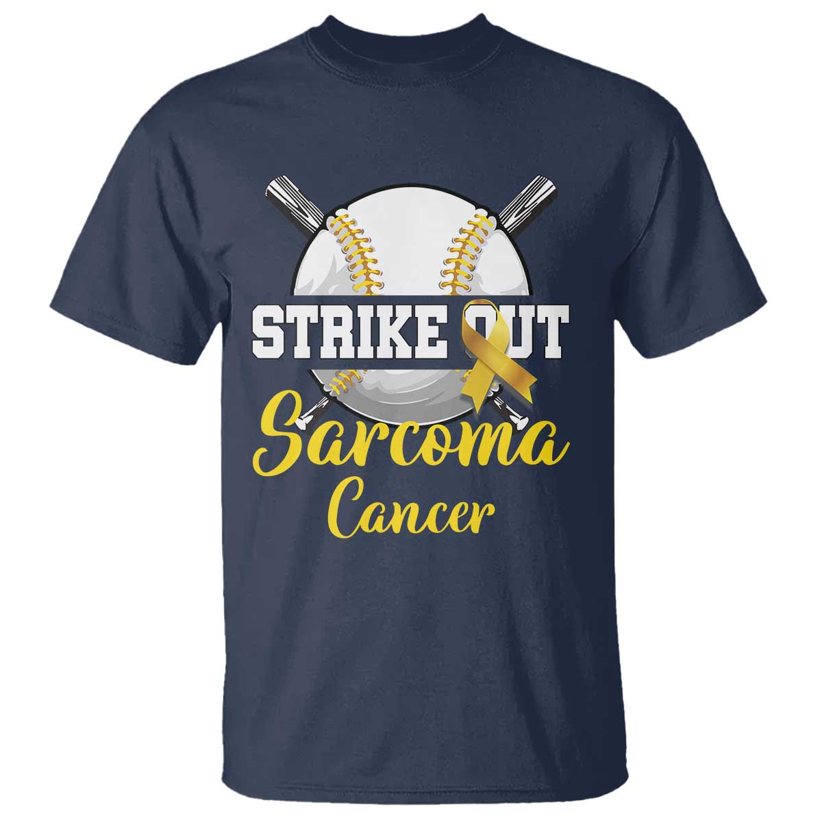 Strike Out Sarcoma Cancer T Shirt Baseball Fight Support Yellow Ribbon