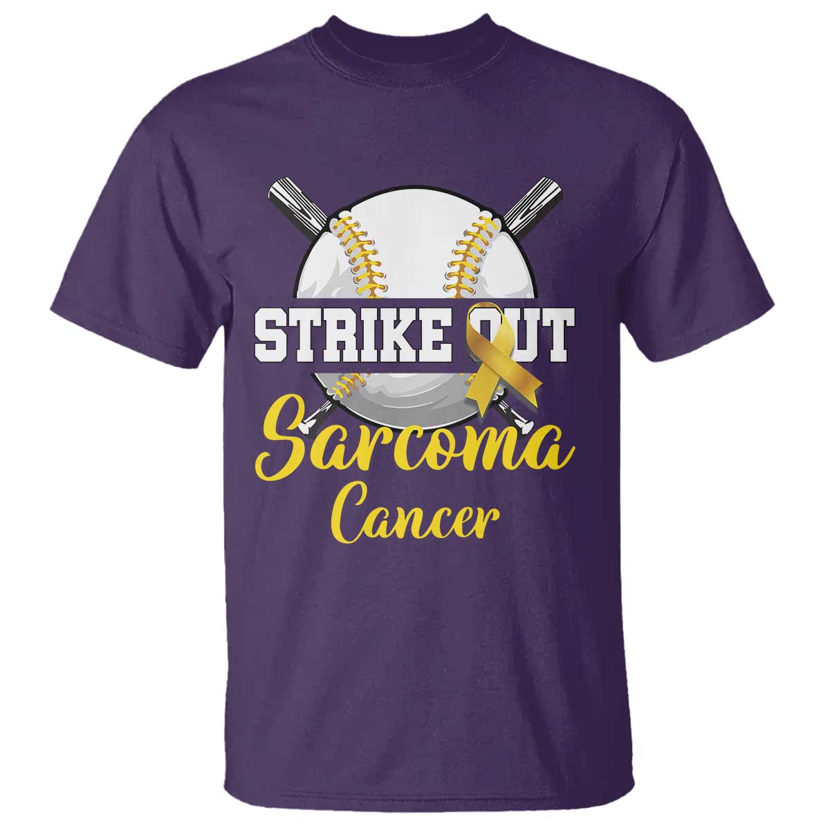 Strike Out Sarcoma Cancer T Shirt Baseball Fight Support Yellow Ribbon