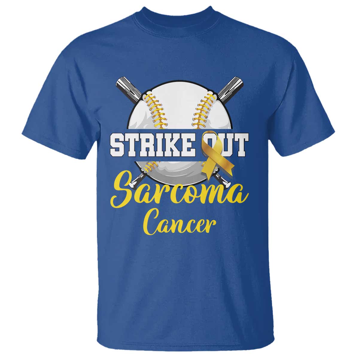 Strike Out Sarcoma Cancer T Shirt Baseball Fight Support Yellow Ribbon