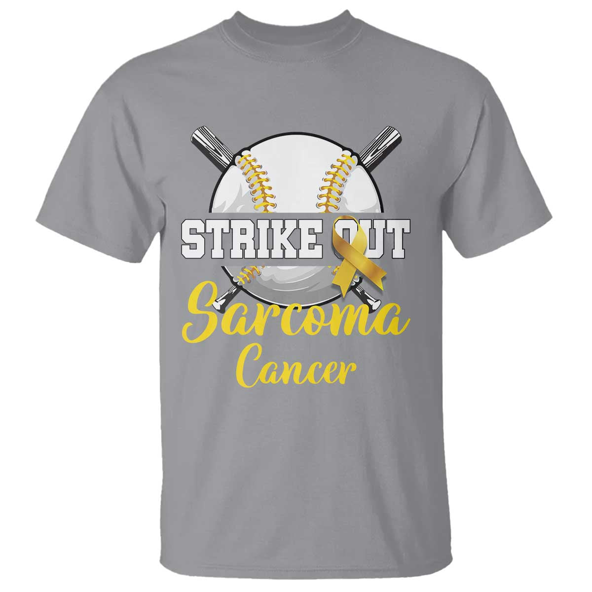 Strike Out Sarcoma Cancer T Shirt Baseball Fight Support Yellow Ribbon