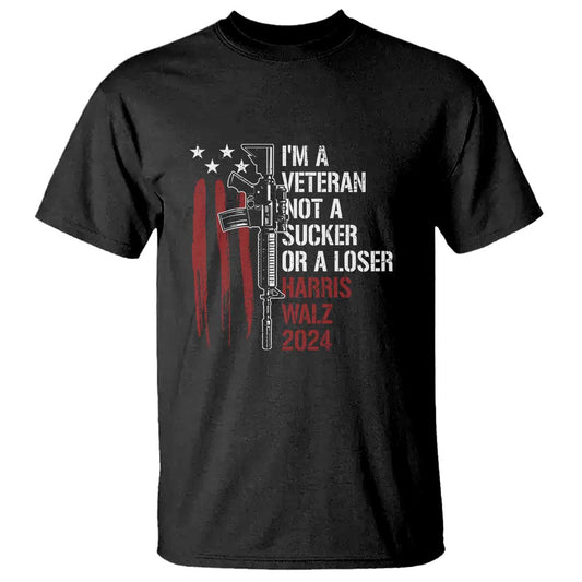 harris-walz-2024-t-shirt-im-a-veteran-not-a-sucker-or-a-loser-american-flag-gun