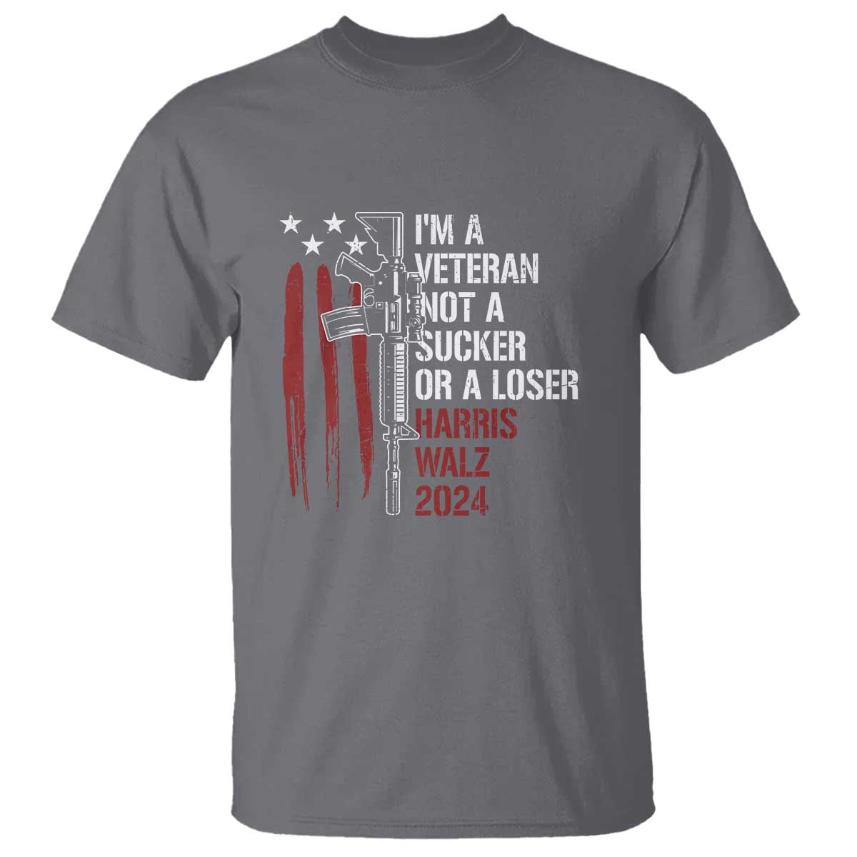 harris-walz-2024-t-shirt-im-a-veteran-not-a-sucker-or-a-loser-american-flag-gun