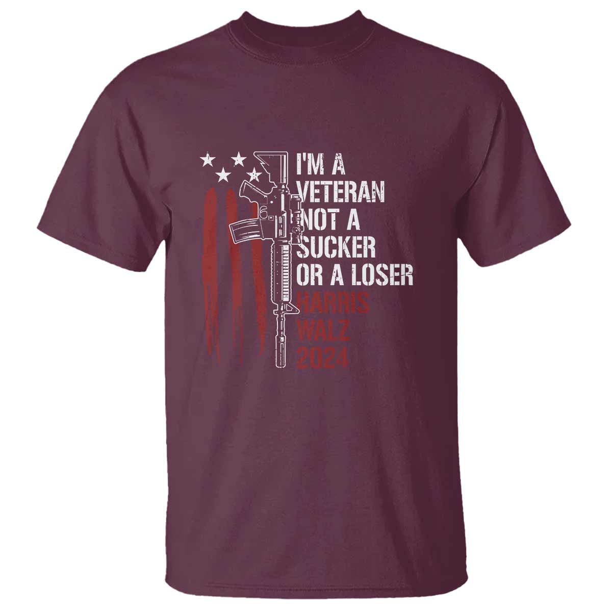 harris-walz-2024-t-shirt-im-a-veteran-not-a-sucker-or-a-loser-american-flag-gun