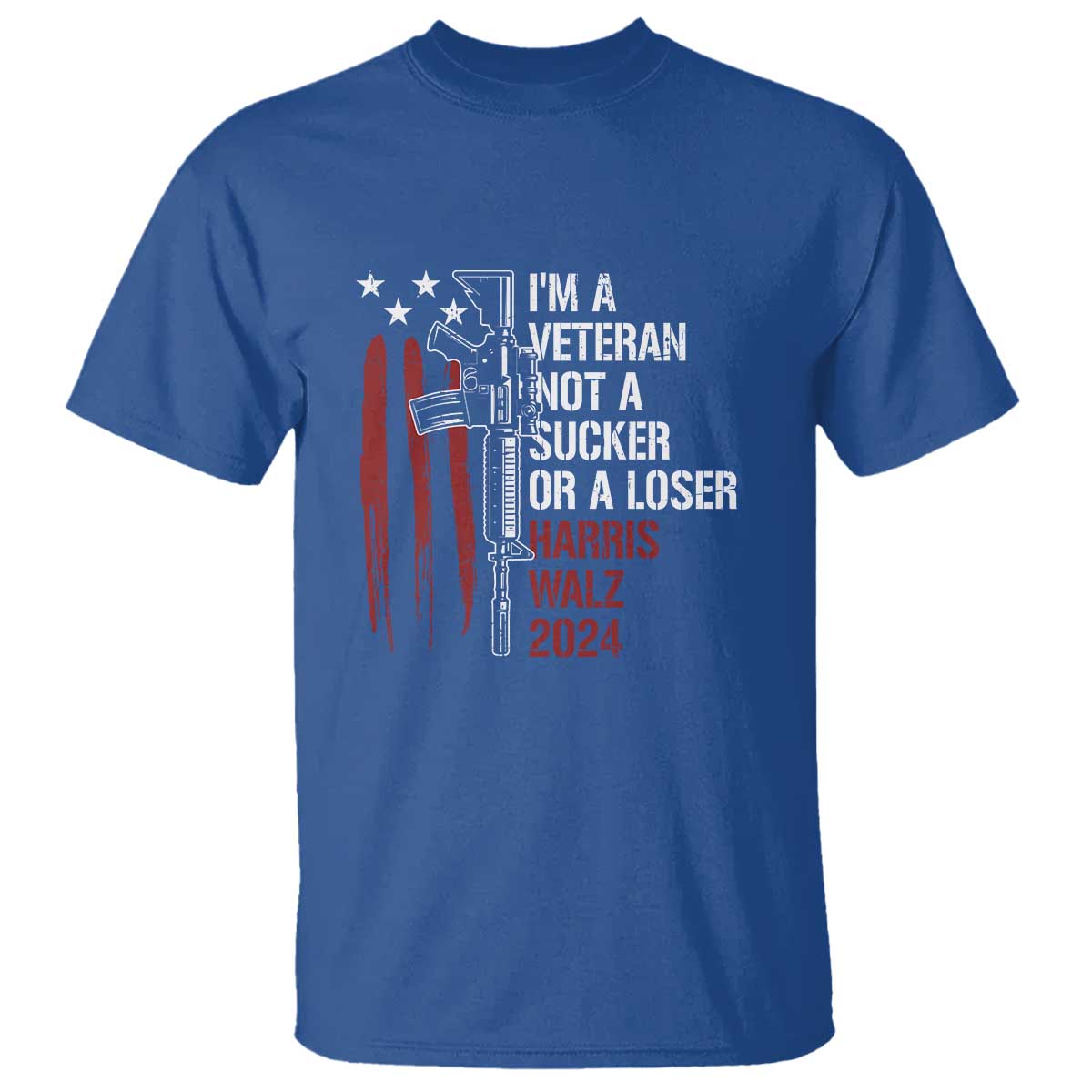harris-walz-2024-t-shirt-im-a-veteran-not-a-sucker-or-a-loser-american-flag-gun